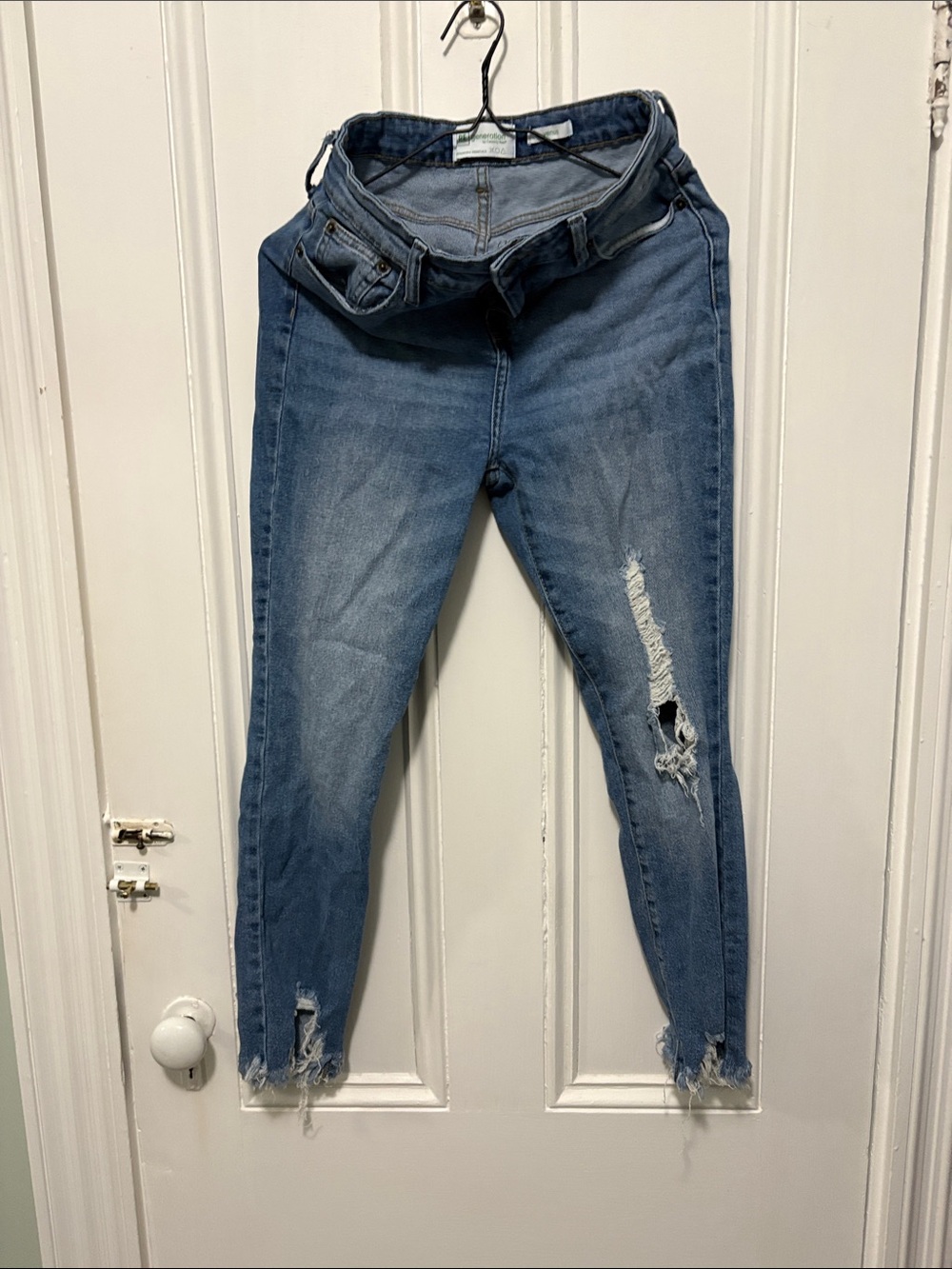 Celebrity Pink Light Blue Distressed Skinny Jeans